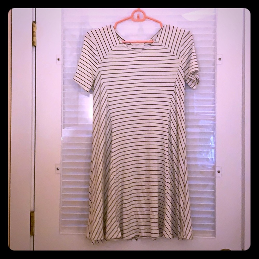 White and black striped tee shirt sun dress